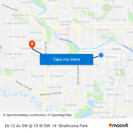 Eb 12 Av SW @ 10 St SW to Strathcona Park map