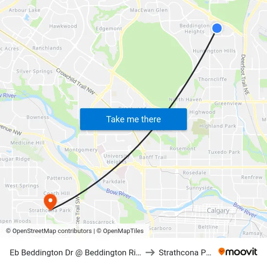 Eb Beddington Dr @ Beddington Ri NE to Strathcona Park map