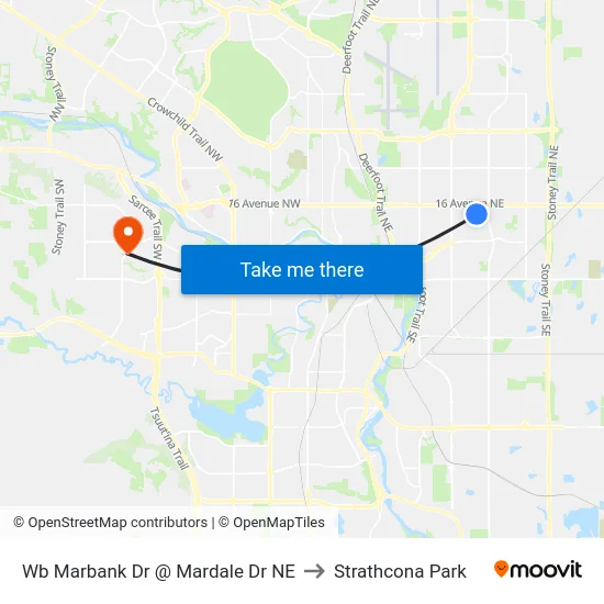 Wb Marbank Dr @ Mardale Dr NE to Strathcona Park map