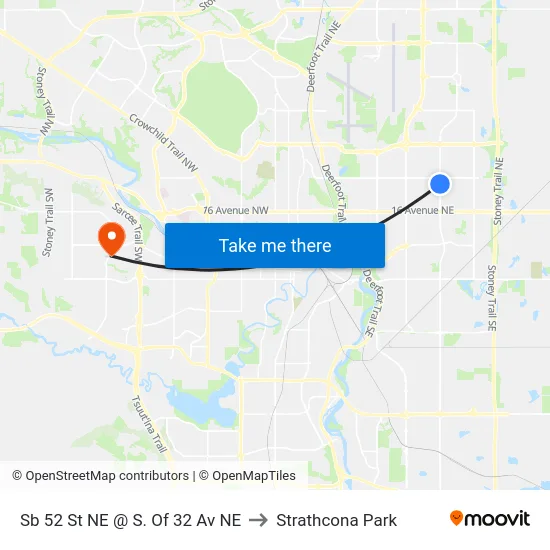 Sb 52 St NE @ S. Of 32 Av NE to Strathcona Park map