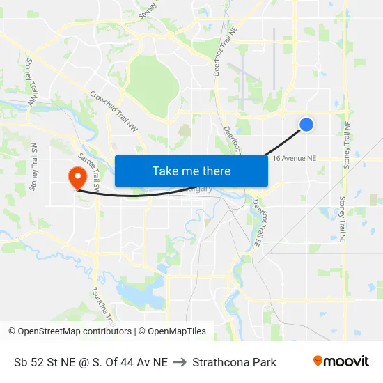 Sb 52 St NE @ S. Of 44 Av NE to Strathcona Park map