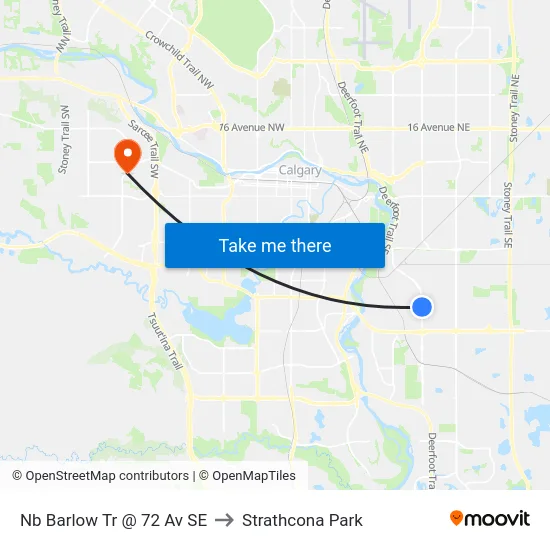 Nb Barlow Tr @ 72 Av SE to Strathcona Park map