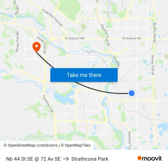 Nb 44 St SE @ 72 Av SE to Strathcona Park map
