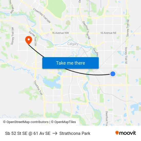Sb 52 St SE @ 61 Av SE to Strathcona Park map