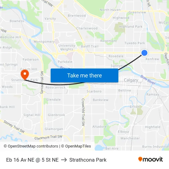 Eb 16 Av NE @ 5 St NE to Strathcona Park map