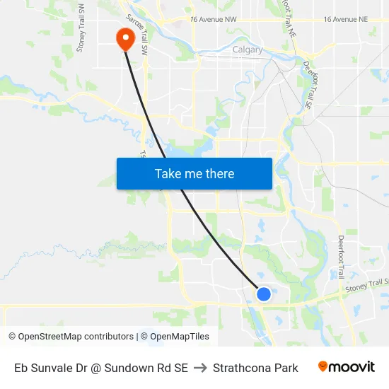 Eb Sunvale Dr @ Sundown Rd SE to Strathcona Park map