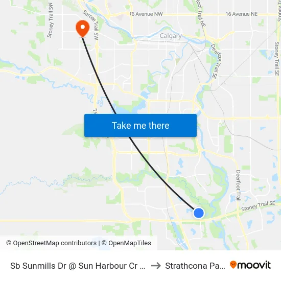 Sb Sunmills Dr @ Sun Harbour Cr SE to Strathcona Park map