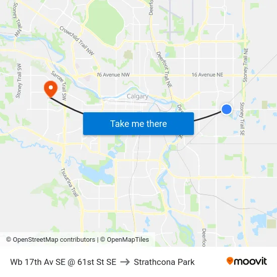 Wb 17th Av SE @ 61st St SE to Strathcona Park map