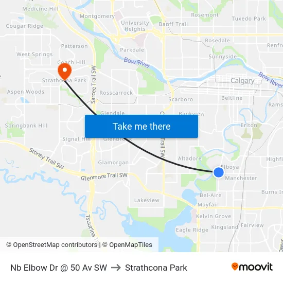 Nb Elbow Dr @ 50 Av SW to Strathcona Park map