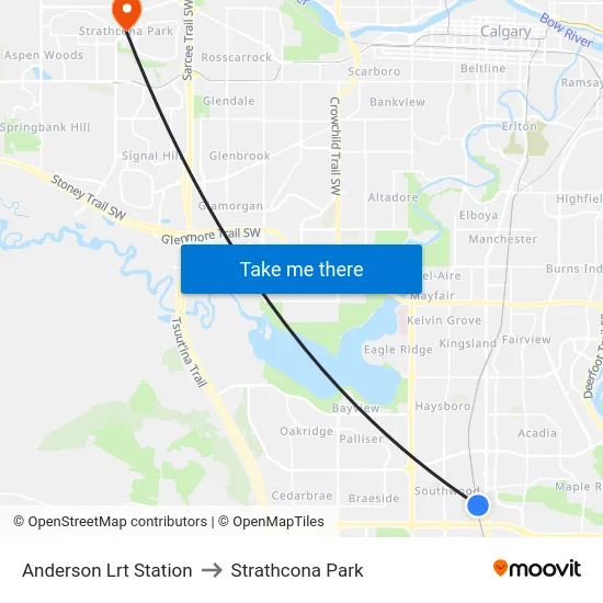 Anderson Lrt Station to Strathcona Park map