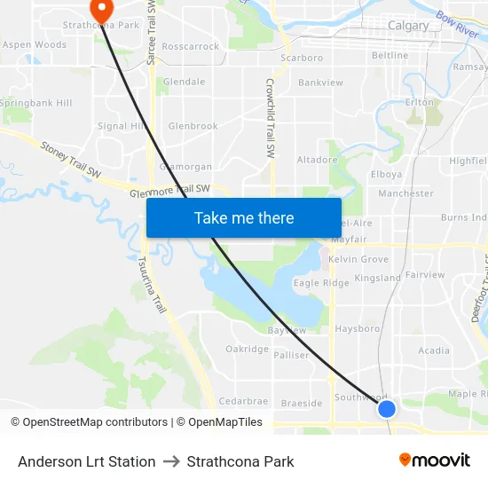 Anderson Lrt Station to Strathcona Park map