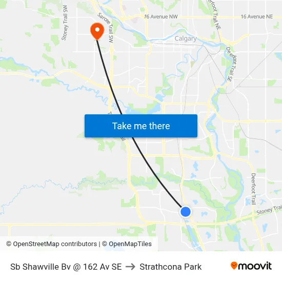 Sb Shawville Bv @ 162 Av SE to Strathcona Park map