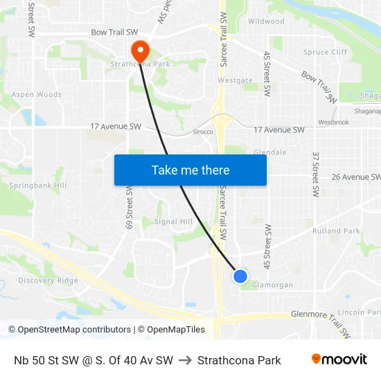 Nb 50 St SW @ S. Of 40 Av SW to Strathcona Park map