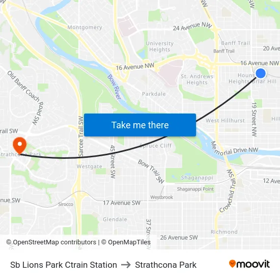 Sb Lions Park Ctrain Station to Strathcona Park map
