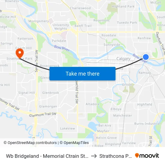 Wb Bridgeland - Memorial Ctrain Station to Strathcona Park map
