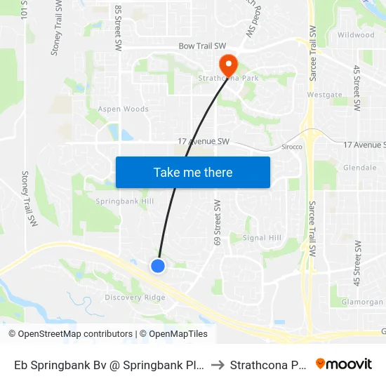 Eb Springbank Bv @ Springbank Pl SW to Strathcona Park map