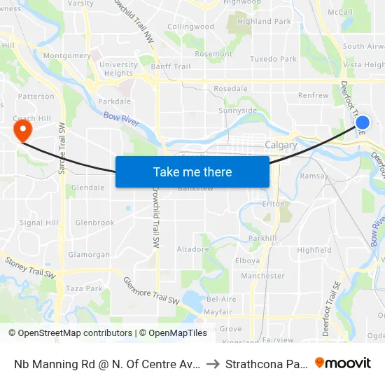 Nb Manning Rd @ N. Of Centre Av E to Strathcona Park map