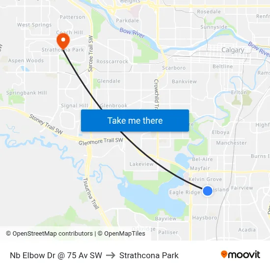 Nb Elbow Dr @ 75 Av SW to Strathcona Park map