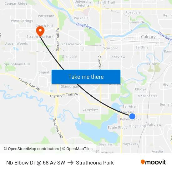 Nb Elbow Dr @  68 Av SW to Strathcona Park map