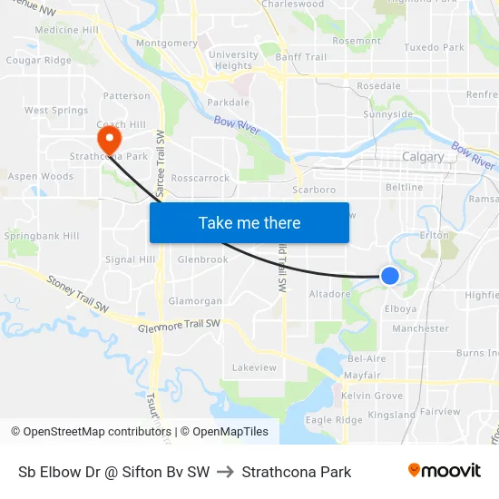 Sb Elbow Dr @ Sifton Bv SW to Strathcona Park map