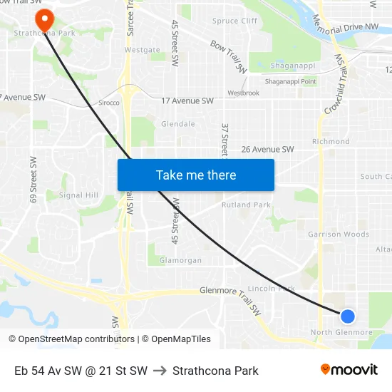 Eb 54 Av SW @ 21 St SW to Strathcona Park map