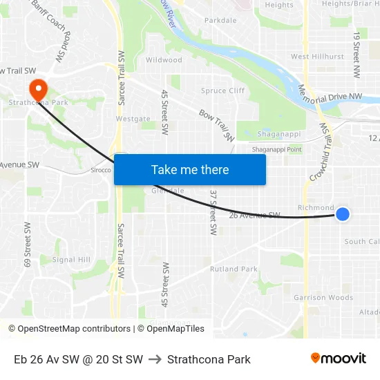 Eb 26 Av SW @ 20 St SW to Strathcona Park map