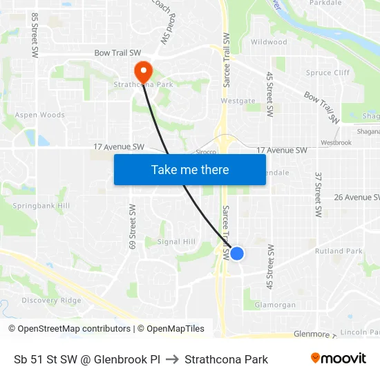 Sb 51 St SW @ Glenbrook Pl to Strathcona Park map