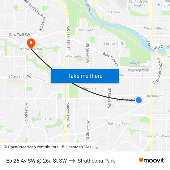 Eb 26 Av SW @ 26a St SW to Strathcona Park map