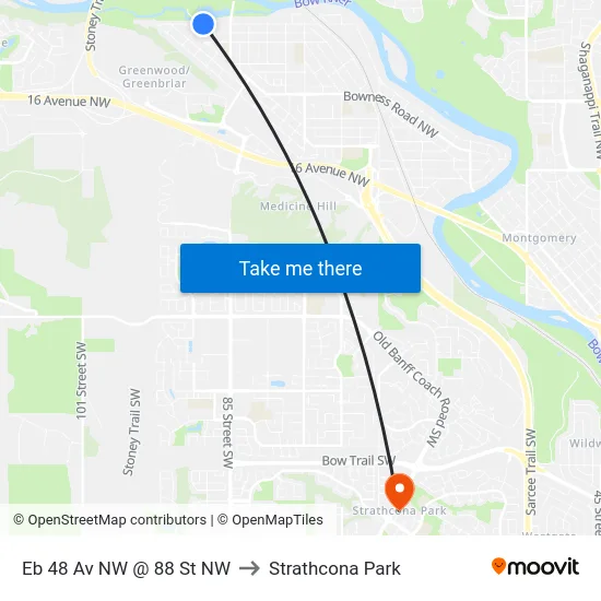 Eb 48 Av NW @ 88 St NW to Strathcona Park map