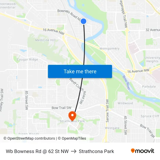 Wb Bowness Rd @ 62 St NW to Strathcona Park map