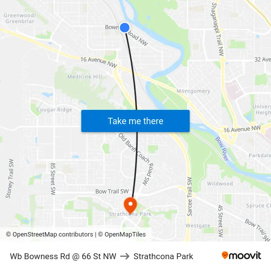Wb Bowness Rd @  66 St NW to Strathcona Park map