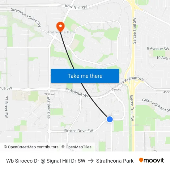 Wb Sirocco Dr @ Signal Hill Dr SW to Strathcona Park map