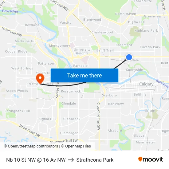 Nb 10 St NW @ 16 Av NW to Strathcona Park map