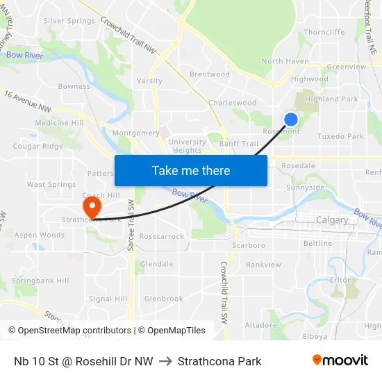 Nb 10 St @ Rosehill Dr NW to Strathcona Park map