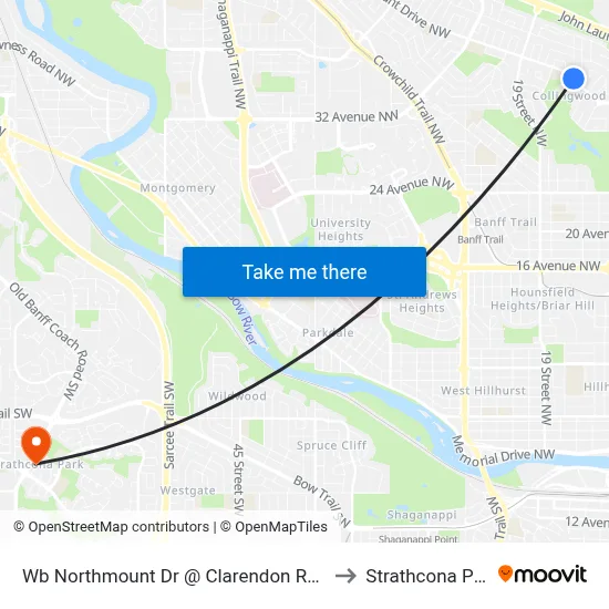 Wb Northmount Dr @ Clarendon Rd NW to Strathcona Park map