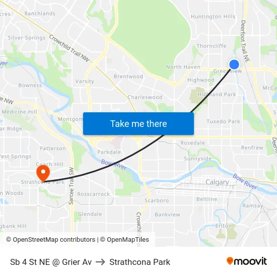 Sb 4 St NE @ Grier Av to Strathcona Park map
