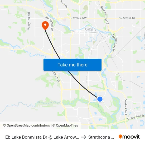 Eb Lake Bonavista Dr @ Lake Arrow Rd SE to Strathcona Park map