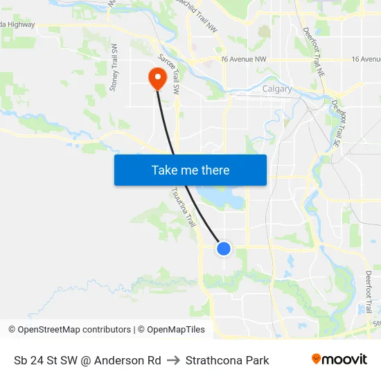 Sb 24 St SW @ Anderson Rd to Strathcona Park map