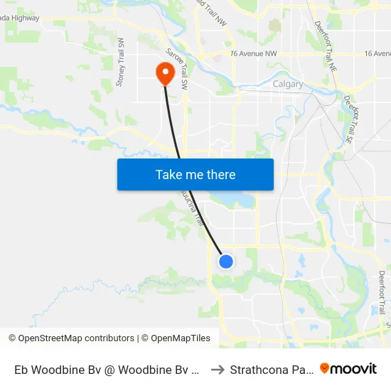 Eb Woodbine Bv @ Woodbine Bv SW to Strathcona Park map