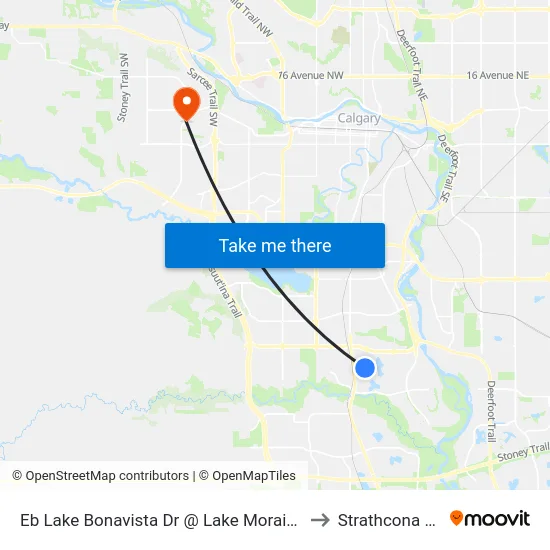 Eb Lake Bonavista Dr @ Lake Moraine Pl SE to Strathcona Park map