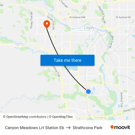 Canyon Meadows Lrt Station Eb to Strathcona Park map