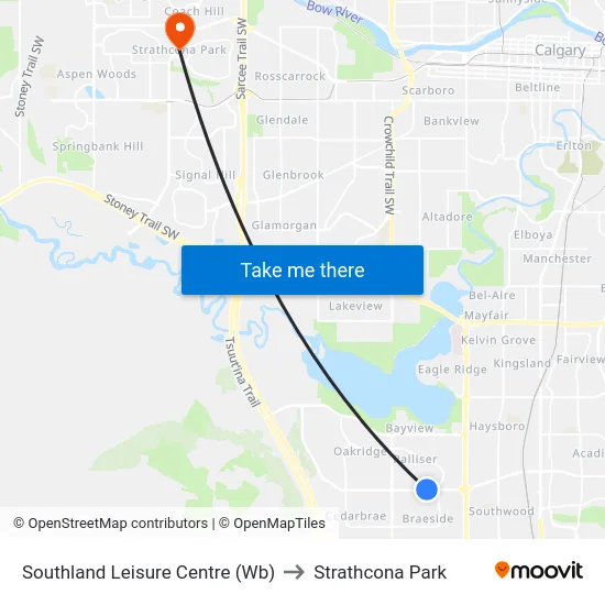 Southland Leisure Centre (Wb) to Strathcona Park map