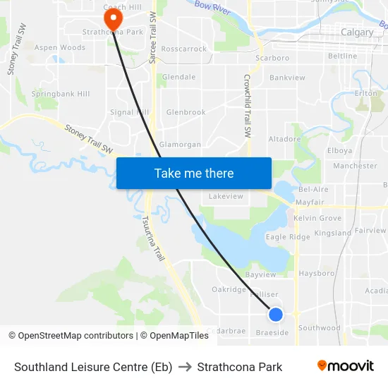 Southland Leisure Centre (Eb) to Strathcona Park map