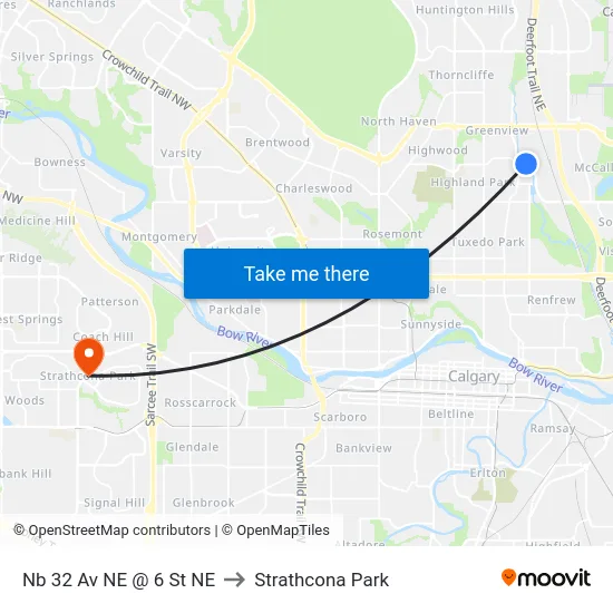 Nb 32 Av NE @ 6 St NE to Strathcona Park map
