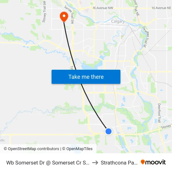 Wb Somerset Dr @ Somerset Cr SW to Strathcona Park map