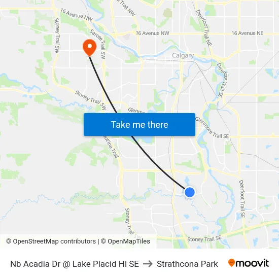 Nb Acadia Dr @ Lake Placid Hl SE to Strathcona Park map