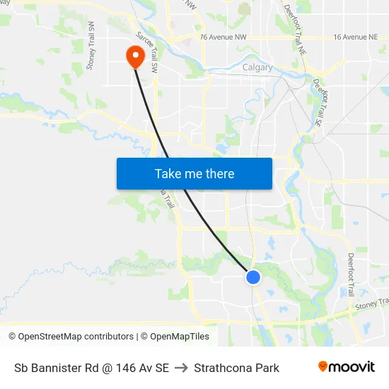 Sb Bannister Rd @ 146 Av SE to Strathcona Park map