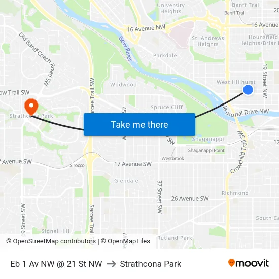 Eb 1 Av NW @ 21 St NW to Strathcona Park map