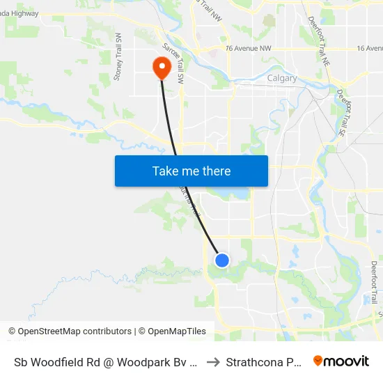 Sb Woodfield Rd @ Woodpark Bv SW to Strathcona Park map