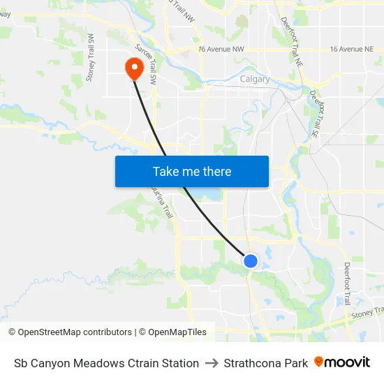 Sb Canyon Meadows Ctrain Station to Strathcona Park map